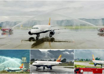 तीन यात्रु लिएर पोखरा आएको ड्रुक विमान ४२ जना लिएर भुटान फर्कियो [फोटो फिचर]