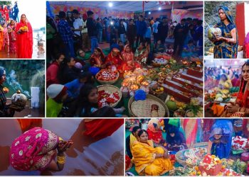 अस्ताउँदो सूर्यलाई अर्घ्य, पोखरामा छठको रौनक [फोटो फिचर]