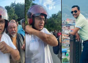 स्याङ्जामा रास्वपाका दुई नेतालाई काङ्ग्रेसबाट निर्वाचित वडाध्यक्ष सुनिल खनालले रड हाने