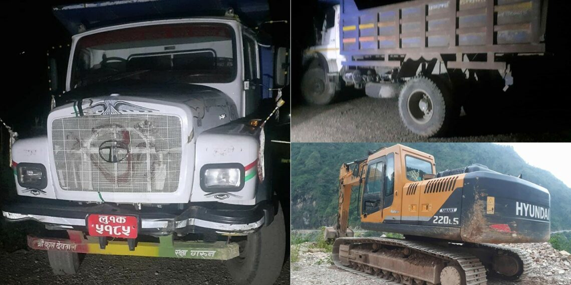 अवैध उत्खननमा संलग्न तीन सवारीसाधन प्रहरीको नियन्त्रणमा