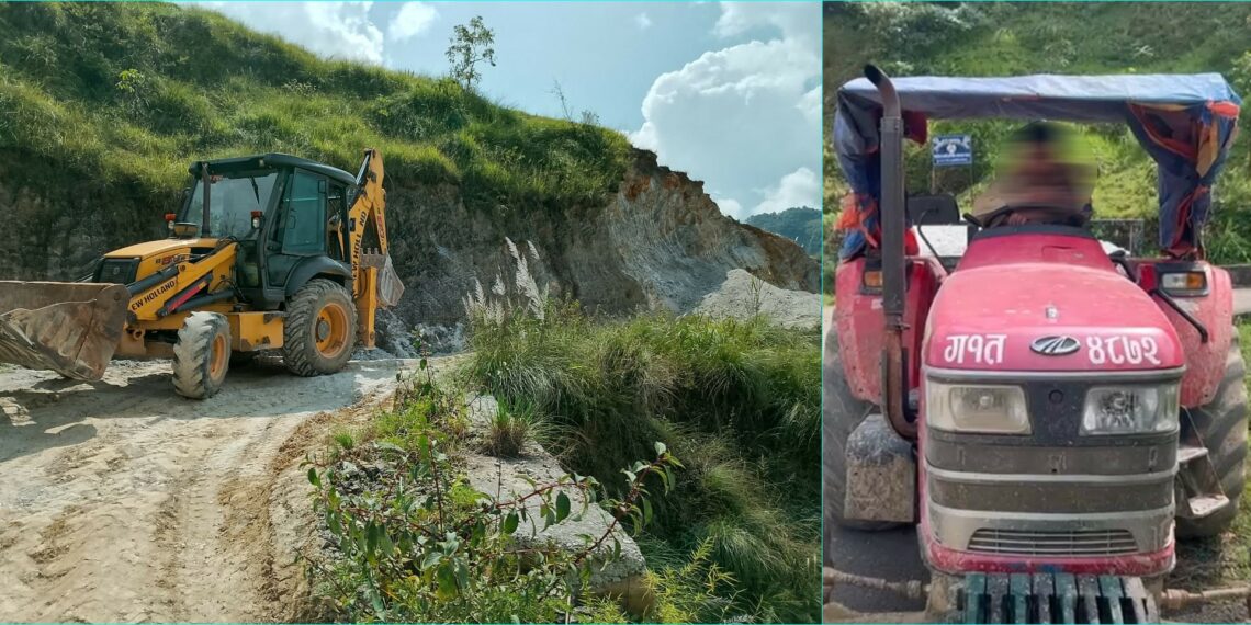स्याङ्जामा अवैध उत्खनन् तथा ओसारपसारमा संलग्न जेसीबी र ट्याक्टर नियन्त्रणमा