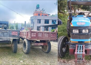 अवैध रूपमा नदीजन्य पदार्थ ओसार्ने तीन ट्याक्टर नियन्त्रण