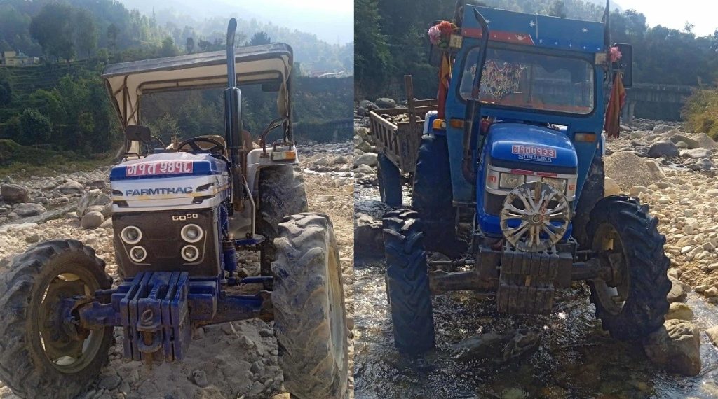 फेदीखोलामा नदीजन्य पदार्थ उत्खनन र ओसारपसार गर्ने दुई ट्याक्टर नियन्त्रण