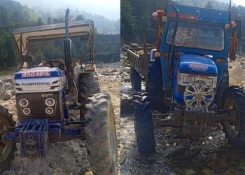 फेदीखोलामा नदीजन्य पदार्थ उत्खनन र ओसारपसार गर्ने दुई ट्याक्टर नियन्त्रण