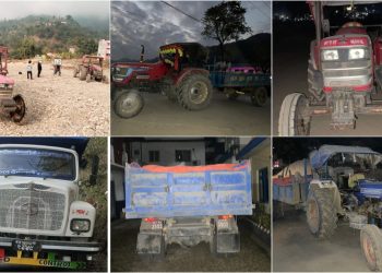 अवैध नदीजन्य पदार्थ ओसारपसारमा प्रयोग भएका नौ सवारीसाधन पक्राउ