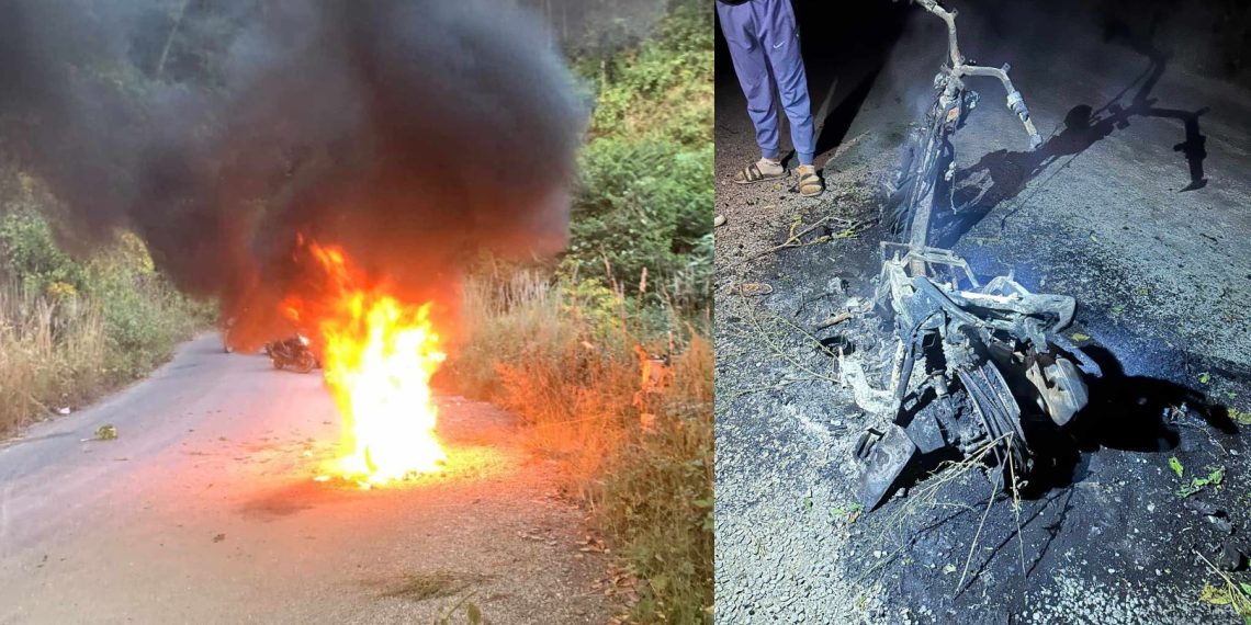 स्याङ्जामा गुडिरहेको स्कुटरमा आगलागी